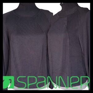 Spanner Black Sheen Fine Knit Turtleneck Sweater (M)